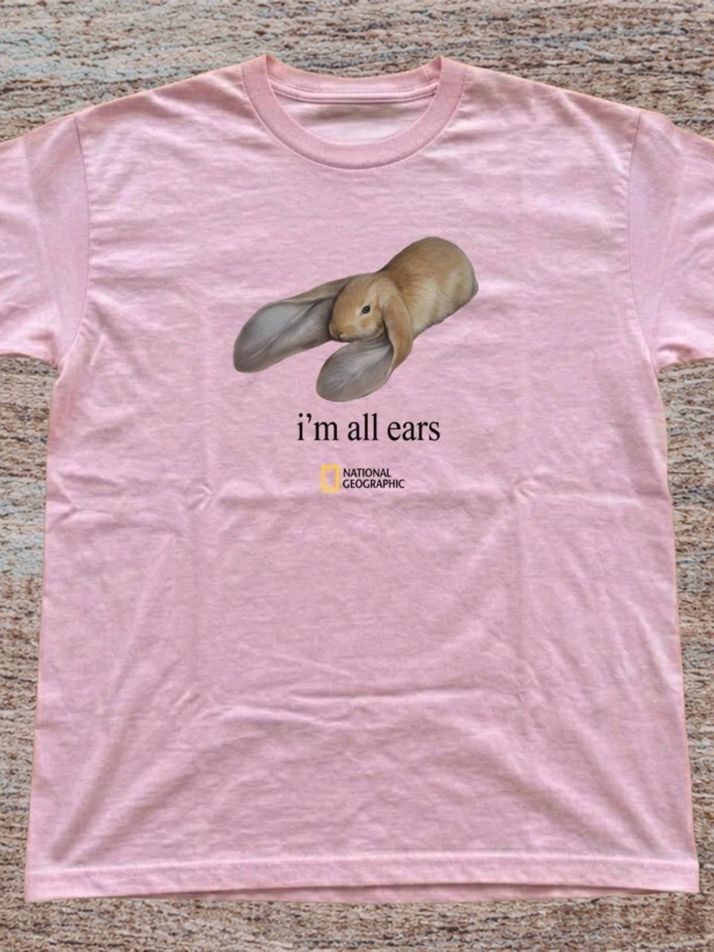 Gildan Pink Short Sleeve Tee with Rabbit Graphic